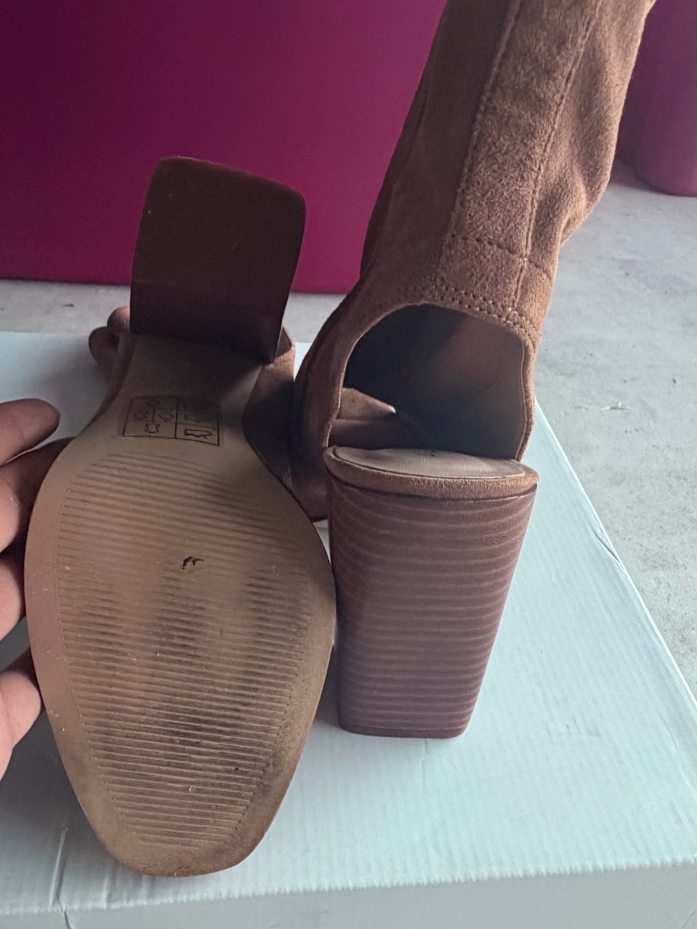 Aldo Brown Suede Stacked Block Heel Mules